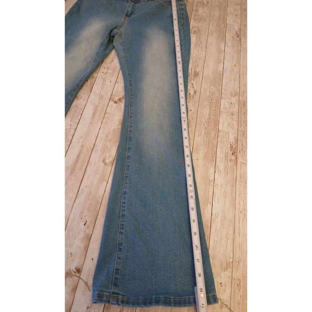 Woman's Flare Jeans Girly Pink Embroidered Bows Shein Size 27 Country Barbie - Picture 5 of 8